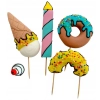 Figurki ozdoby na tort topper donut pączek lód lizak dekoracje urodzinowe zestaw cukrowy 5 sztuk
